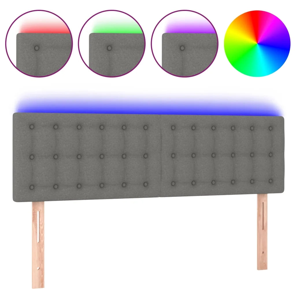 Testiera a LED-Testata con LED Grigio Scuro 144x5x78/88 cm in Tessuto 710119