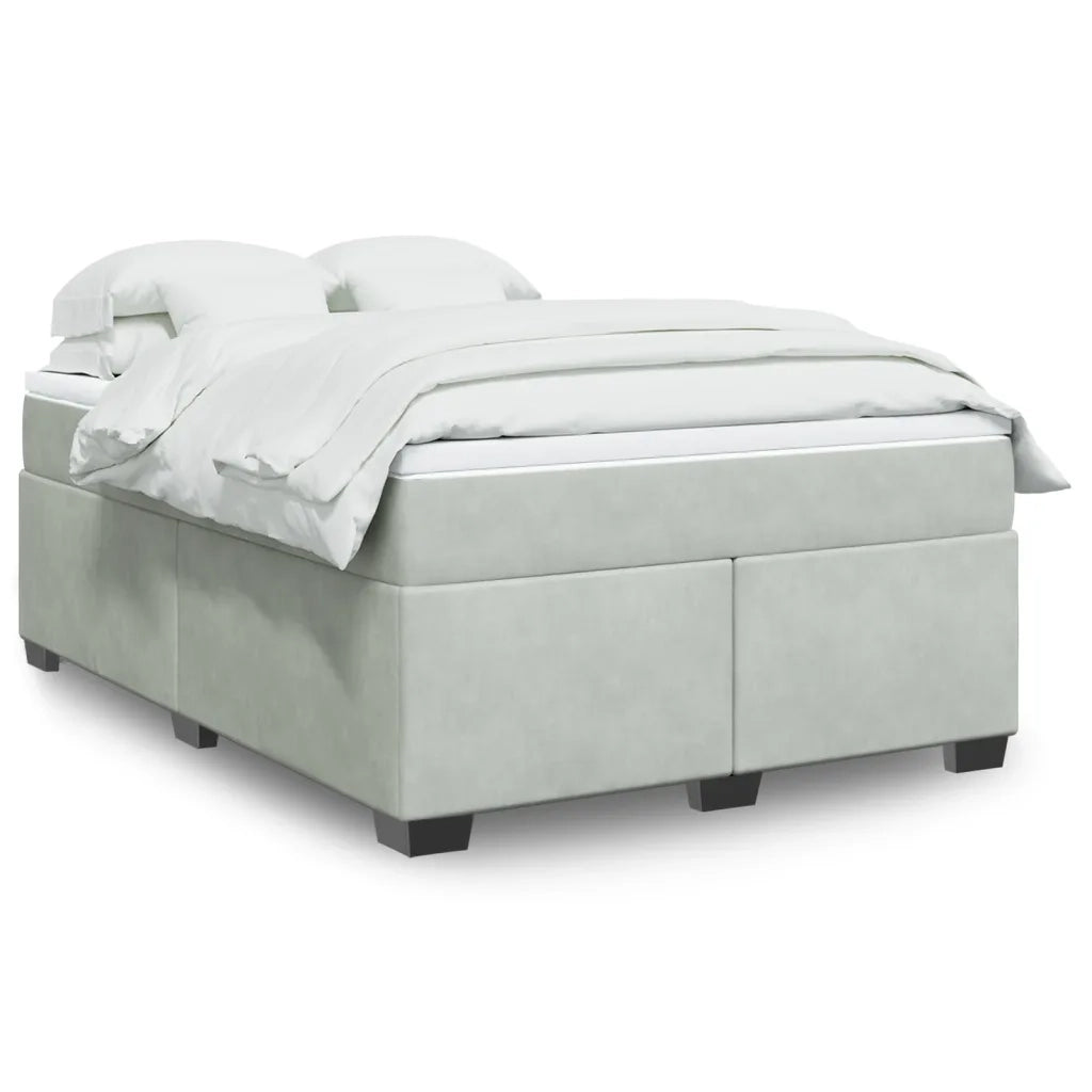 Giroletto a Molle con Materasso Grigio Chiaro 140x200cm Velluto 3285287