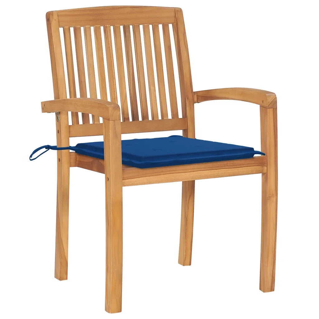 Sedie da Giardino Impilabili 8 pz con Cuscini Massello di Teak 3073250
