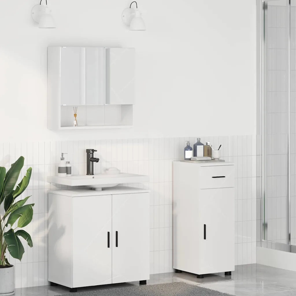 Set di mobili per il bagno con cassetto con porta 3 pcs Bianco 3392953