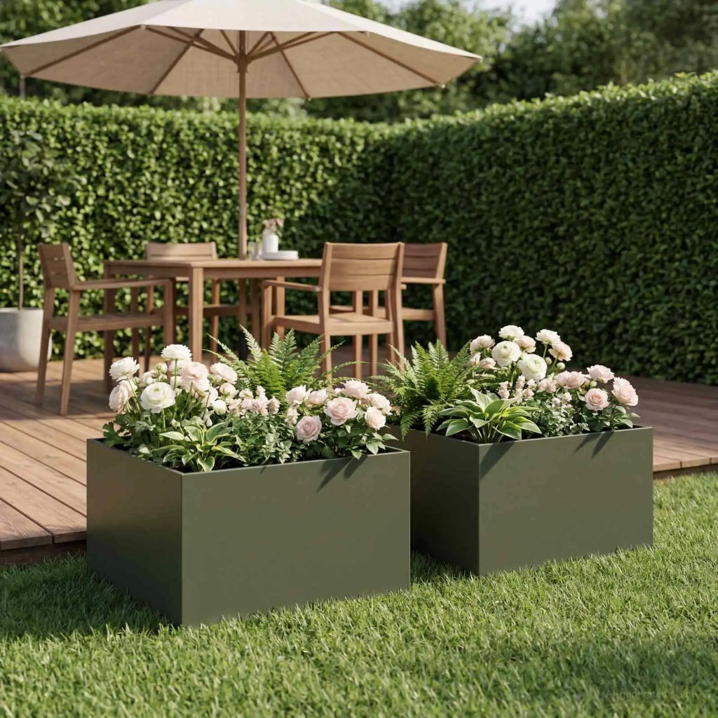 Vaso da giardino 2 pz Verde Oliva 40 x 40 x 30 cm 8005043