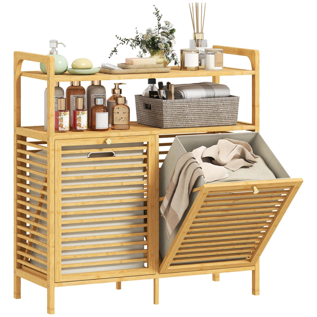 Mobile da bagno con cesti ¨C Minimal ¨C legno di bamb¨´ bianco crema