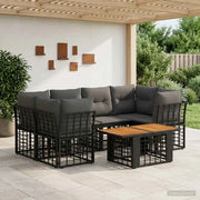Set Divano da Giardino 7 pz Nero e Grigio scuro polyrattan 3437835