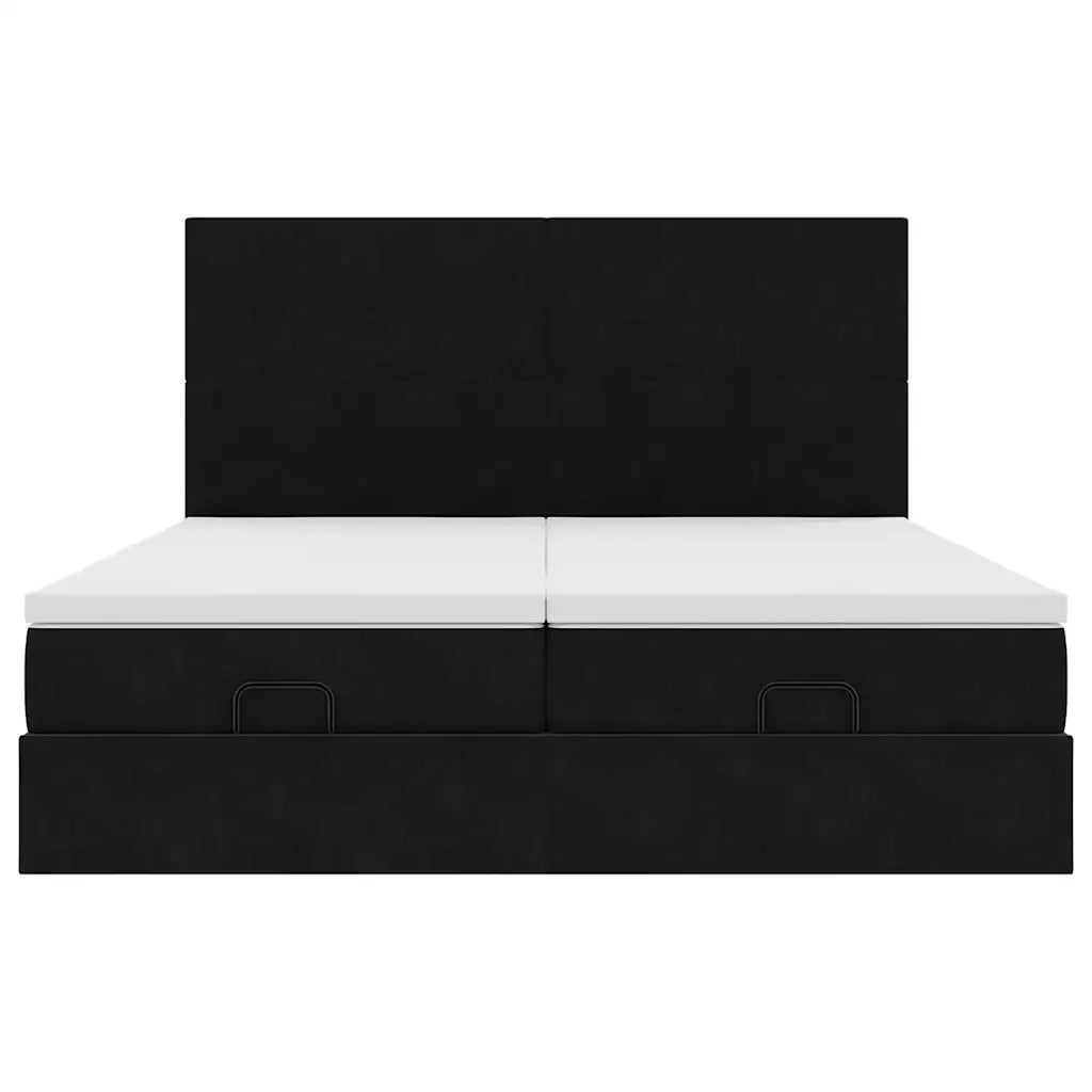 Struttura Letto Pouf con Materassi Nero 180x200 cm in Velluto 3313756