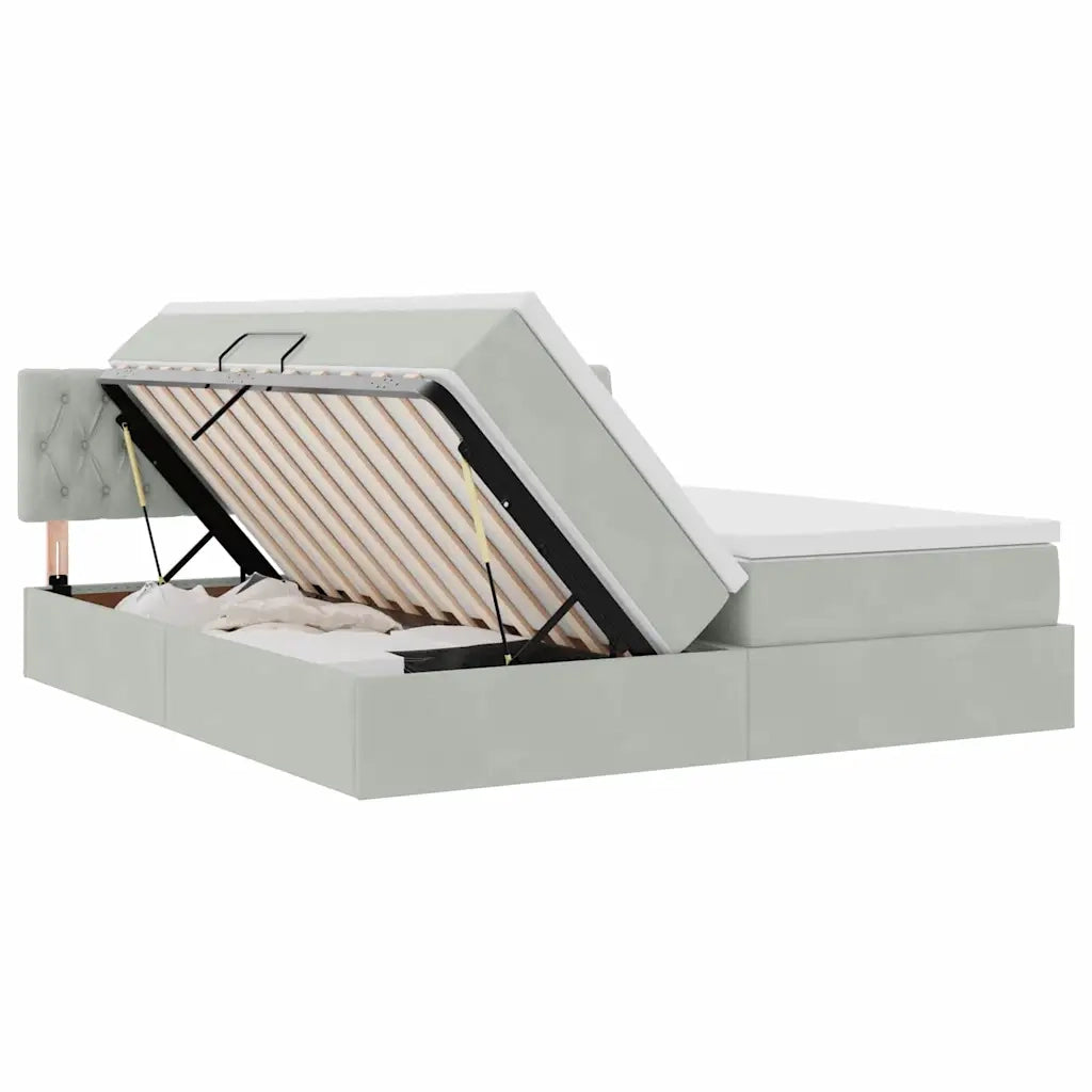 Letto con Contenitore con materasso Grigio chiaro 90 x 200 cm 3370985