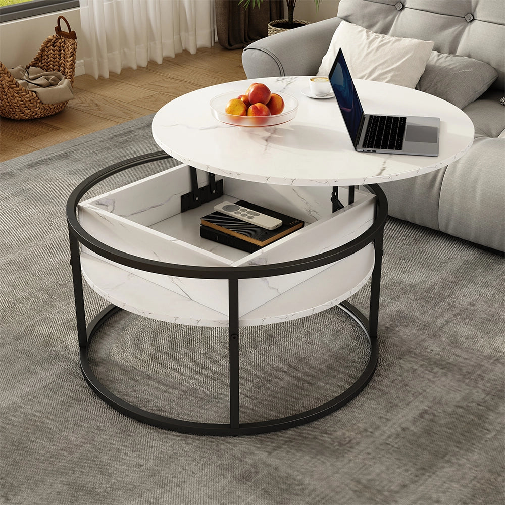 Vicco tavolino soggiorno Marmo bianco 77 x 77 cm