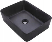 Lavabo da appoggio in ceramica nera opaca, da incasso, 48x36,5 cm, rettangolare