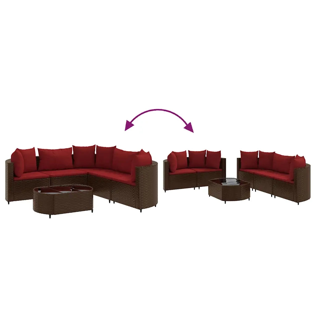 Set Divano da Giardino 6 pz con Cuscini Marrone in Polyrattan 3308397
