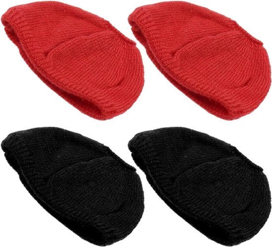 Copricapo per cuffie - Tessuto intrecciato - Lavabile - Nero e Rosso - Orecchini - Protezione - Sanitario - Copricapo - Adatto per cuffie - 8-11 cm - 2 pezzi - Headset
