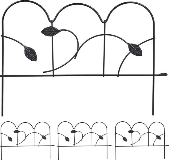 Set di 4 accessori per giardino - 4 pezzi da 18 x 39 cm - basso - metallo - nero