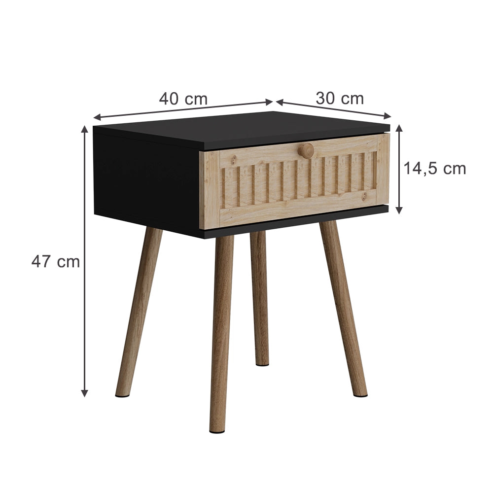 Vicco Comodino Antracite/pino 40 x 47 cm Set di 2