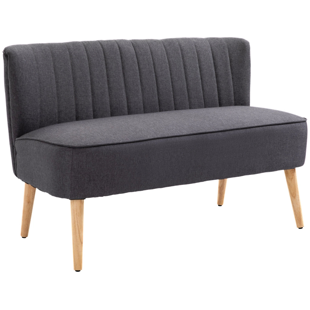 Divano 2 Posti in Tessuto ¨C Minimal ¨C Grigio Scuro, 117x56.5x77 cm