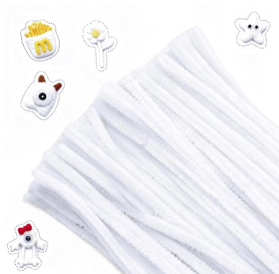 Pulitore di tubi per bambini - 200 pezzi - Bianco - Attività di creatività - Decorazione - Adatto per bambini - 6 mm x 30 cm