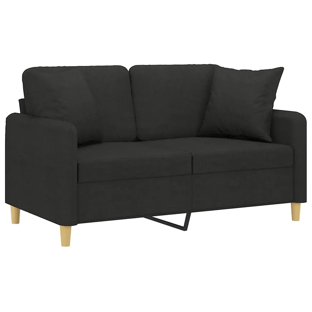 Divano a 2 Posti con Cuscini-Sofa 2 Posti con Cuscini Nero 120 cm in Tessuto 615541