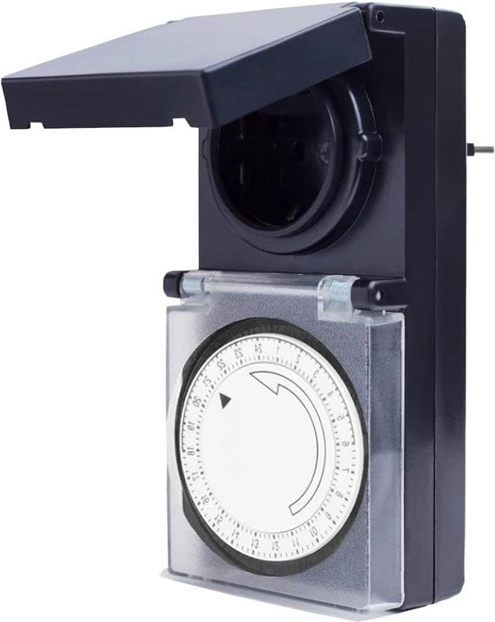 Timer esterno - timer meccanico per prese - orologio a commutazione per prese esterne - resistente alla pioggia IP44 nero