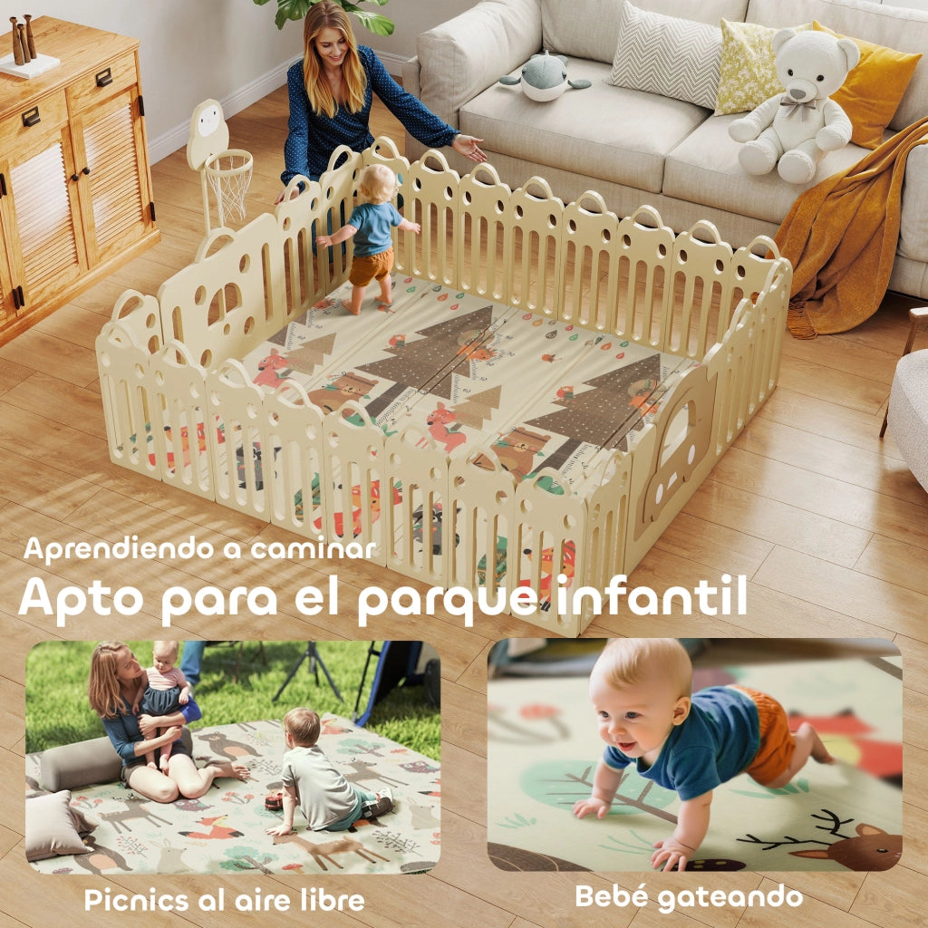 Tappeto Gioco Bambini Pieghevole ¨C Xylo ¨C 196x176 cm Doppia Faccia Impermeabile Multicolore