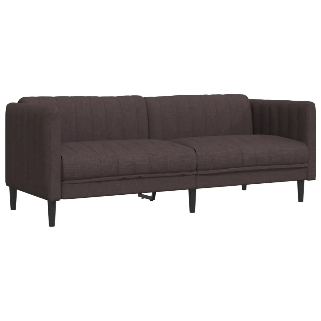 Divano a 3 Posti-Sofa 3 Posti Marrone Scuro in Tessuto
