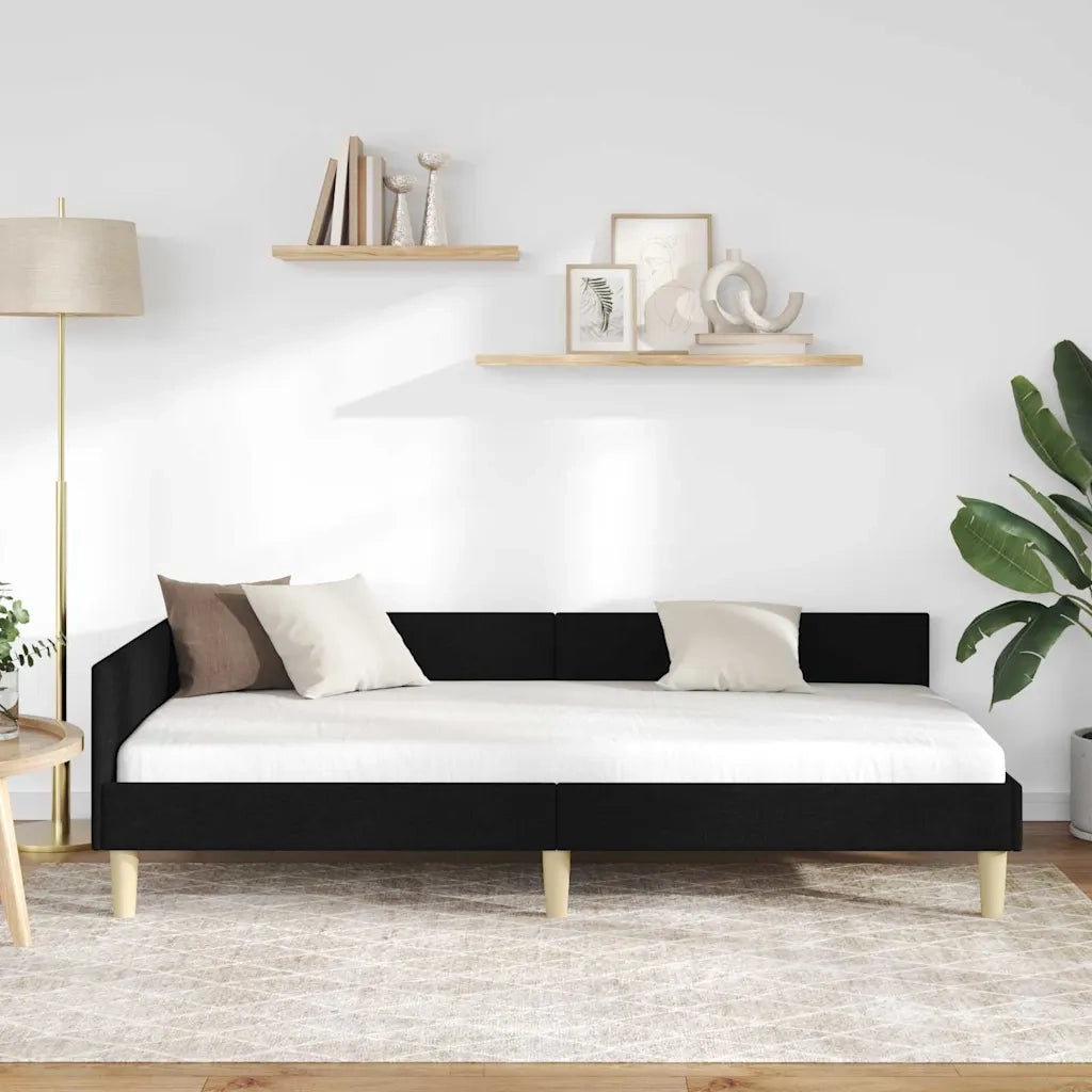 Cornice del letto ad angolo Nero 100 x 200 cm Tessuto 42016127
