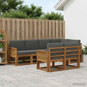 Set di divani da esterno 7 pcs Naturale e Antracite Poliestere 3385298
