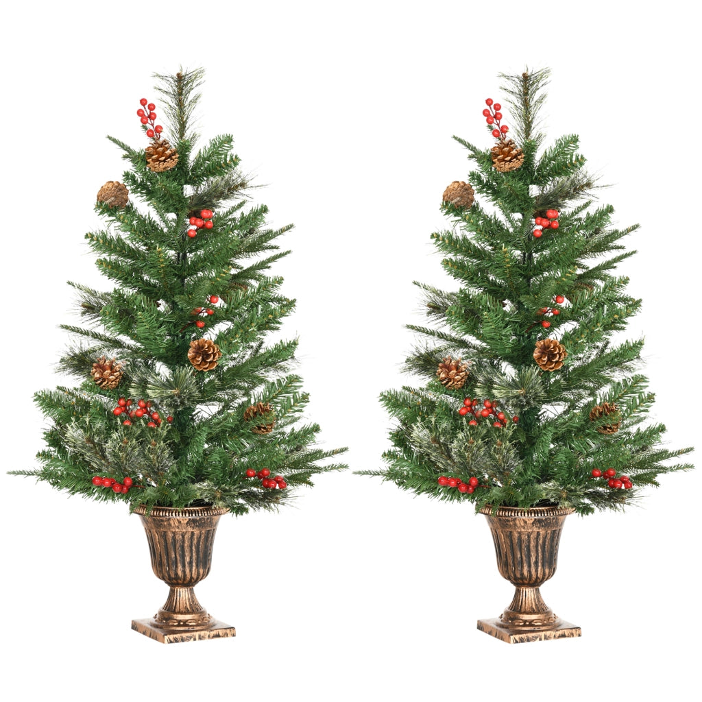 Alberi di Natale Artificiali con Bacche e Pigne ¨C Xylo ¨C 90cm Set 2 Pezzi Verde