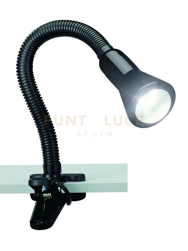 FLEXO LAMPADA CON PINZA FLESSIBILE + SPOT NERA H.30CM 1 LUCE ATTACCO E14