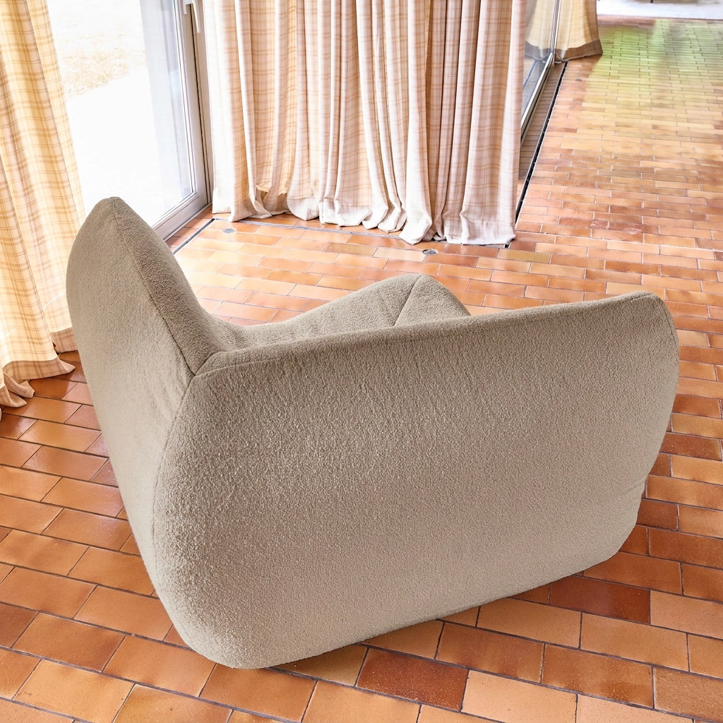 Poltrona angolare in bouclé testurizzato, 1 posto, beige