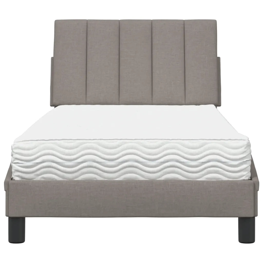 Letto con Materasso Hanko Tortora 90x200 cm in Tessuto 3310507