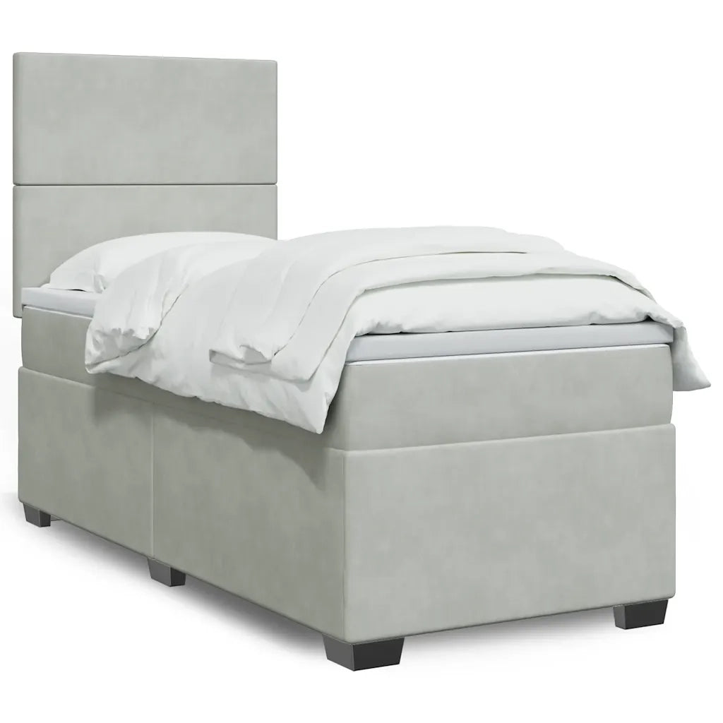 Giroletto a Molle con Materasso Grigio Chiaro 80x200 cm Velluto