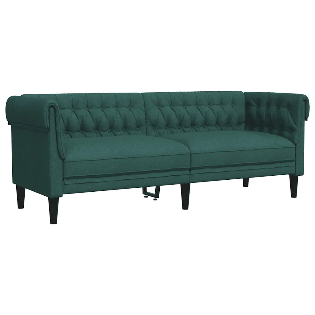 Divano | Divano da soggiorno | Sofa Chesterfield a 3 Posti Verde Scuro in Tessuto