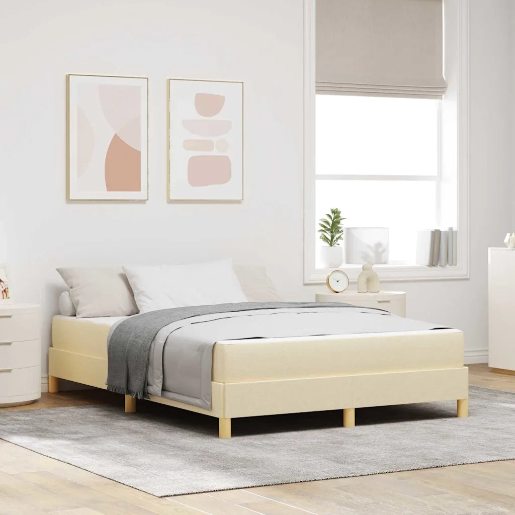 Letto a molle con materasso Crema 140 x 190 cm Tessuto 3398568