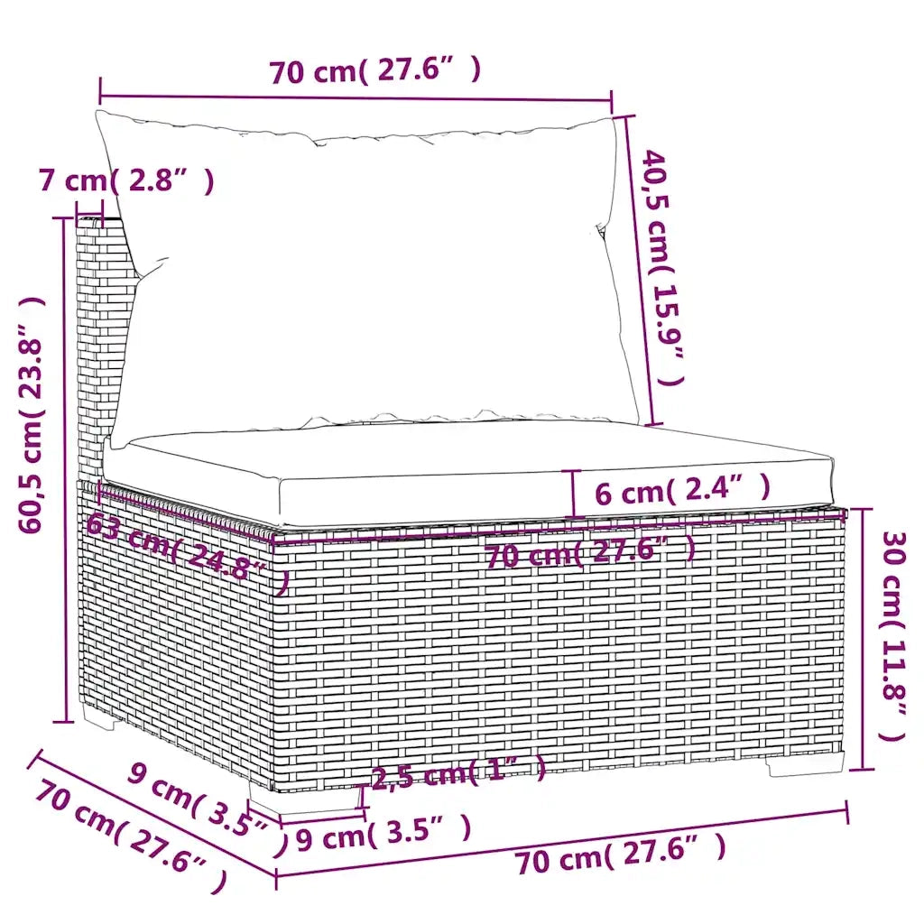 Set Divani da Giardino 5 pz con Cuscini in Polyrattan Marrone 3101660