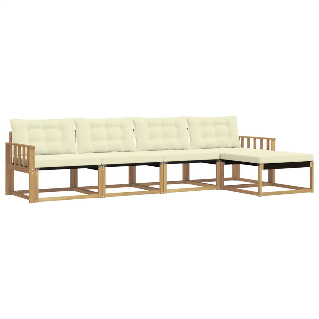 Set di divani da esterno 5 pz Bianco e Crema 3388584