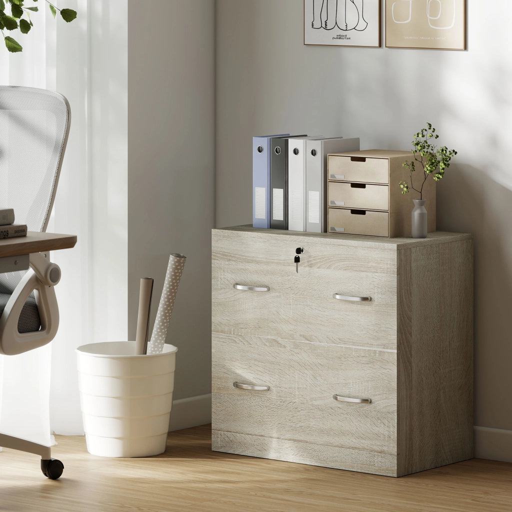 Scrivania con cassetti e cassettiera per archiviazione ¨C Zephmum ¨C 77x42x72 cm Legno Naturale