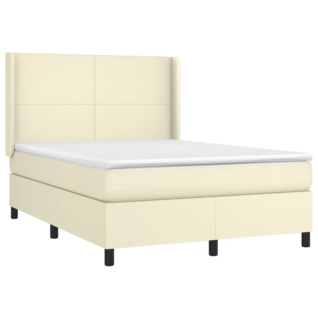 Giroletto a Molle con Materasso e LED Crema 140x190 cm 3139261