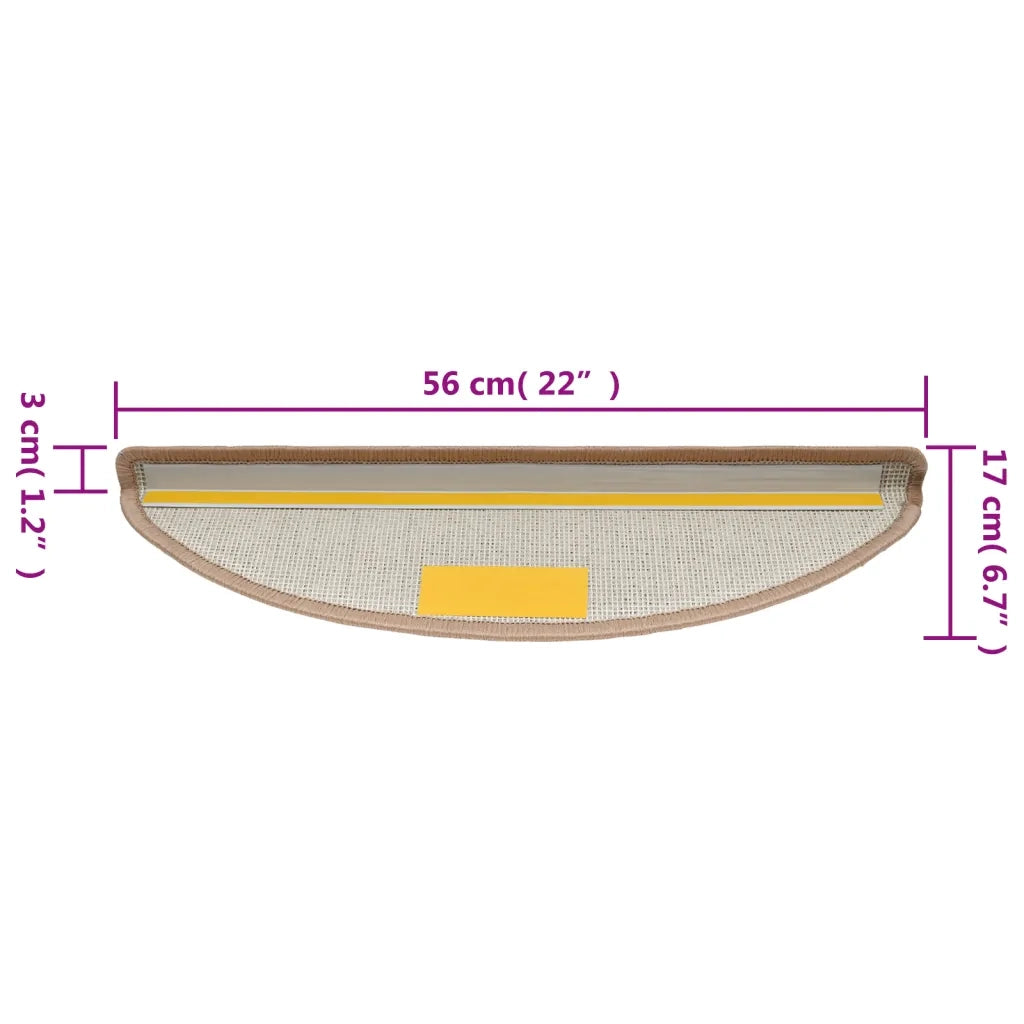 Tappetini per scale 15 pz | Gradini per Scale 56x17x3 cm Marrone chiaro Semicircolari