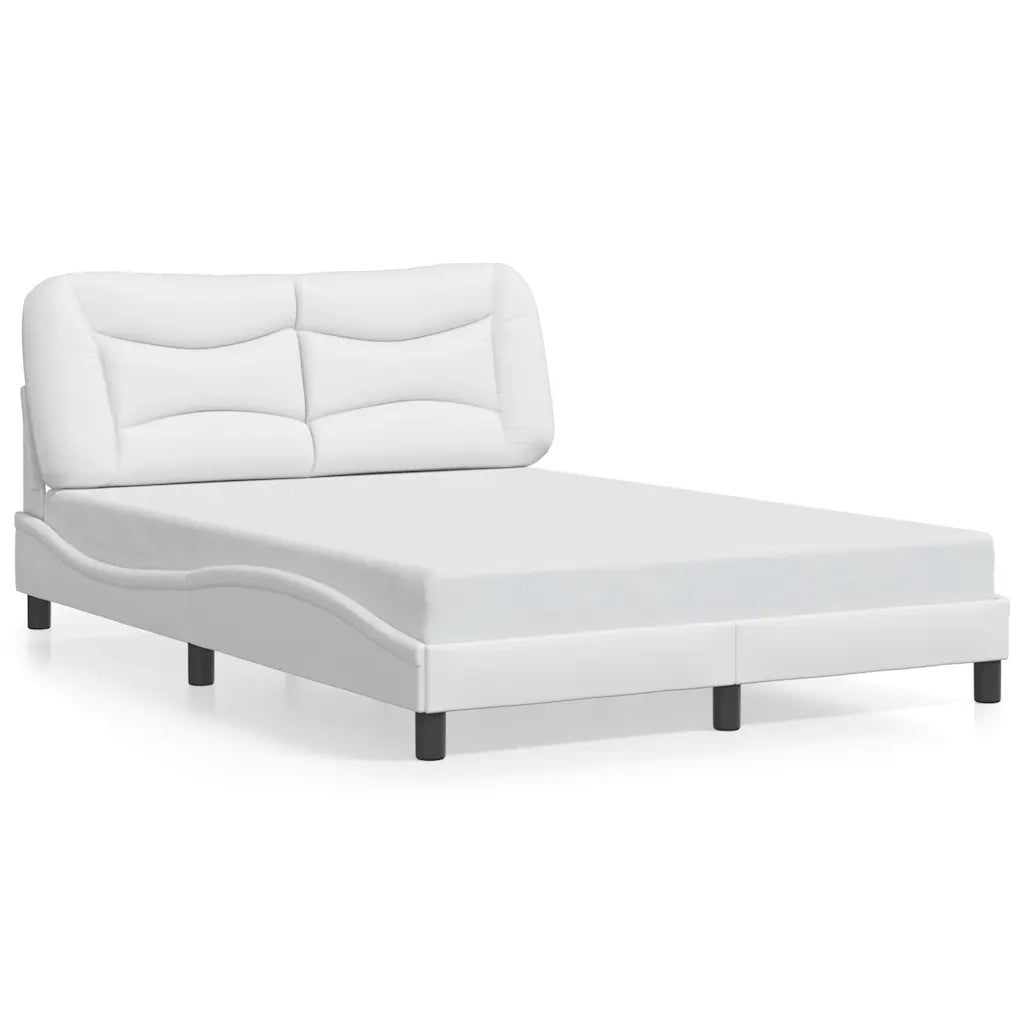 Letto matrimoniale | Letto per adulti | Giroletto senza Materasso Hvar Bianco 120x200 cm in Similpelle