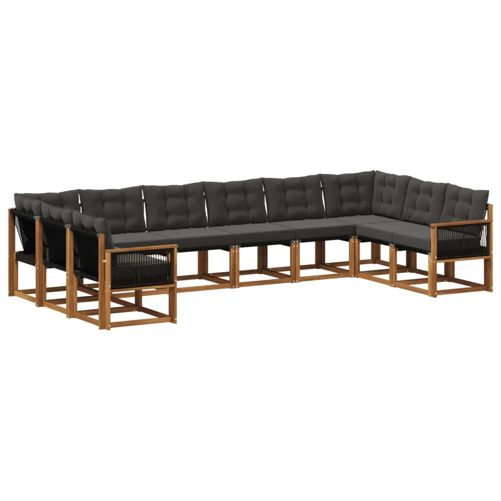 Set di divani da esterno con cuscino 10 pcs Naturale e Nero 3382240