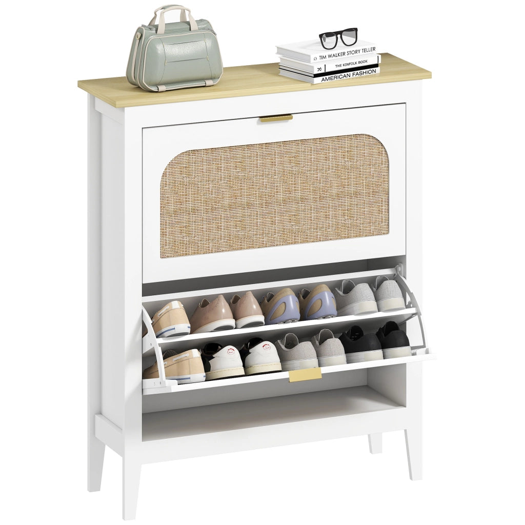 Mobiletto Scarpiera con 2 Cassetti ¨C Minimal ¨C 80x24x95.5 cm, Bianco