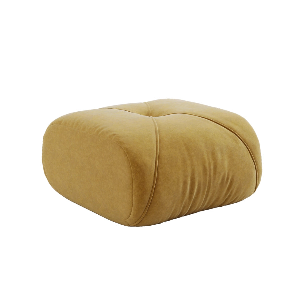 Pouf in Chenille con design ergonomico, seduta profonda e ampi braccioli, Giallo