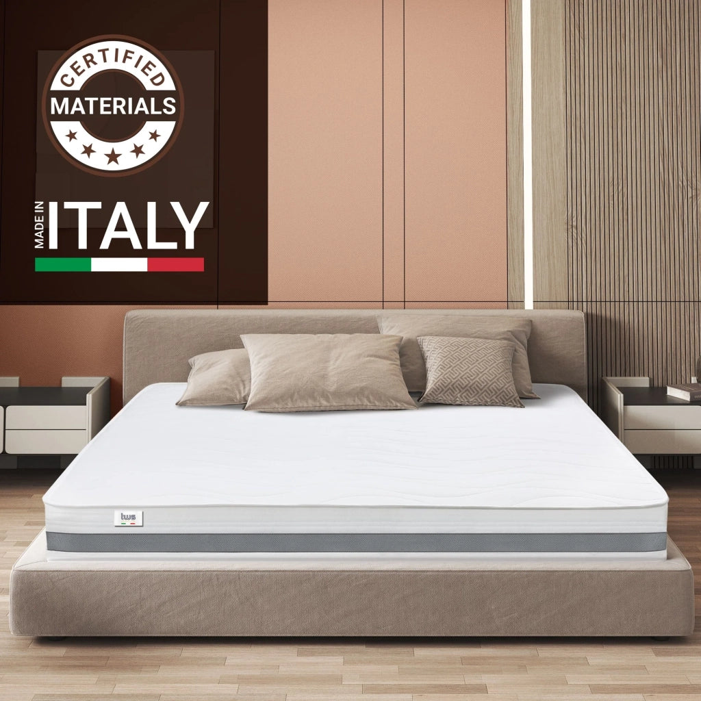 Materasso Singolo 80x240 cm in Memory Antibatterico | Altezza 25 cm | Rivestimento 3D Air in Fibra Ipoallergenica | Materasso Ortopedico a 7 Zone Differenziate Termosensibili