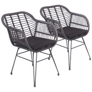 Set di 2 poltrone in rattan sintetico nero con cuscini CINTA