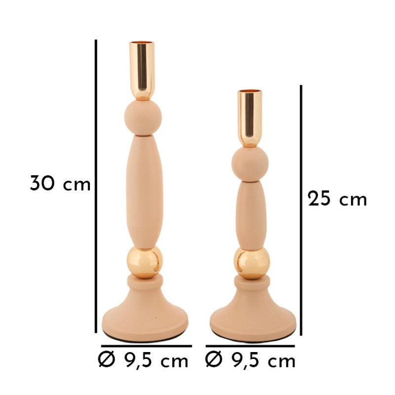 Porta Cand Strek Rosa Set 2 Pz cm ø 9,5x25-9,5x30