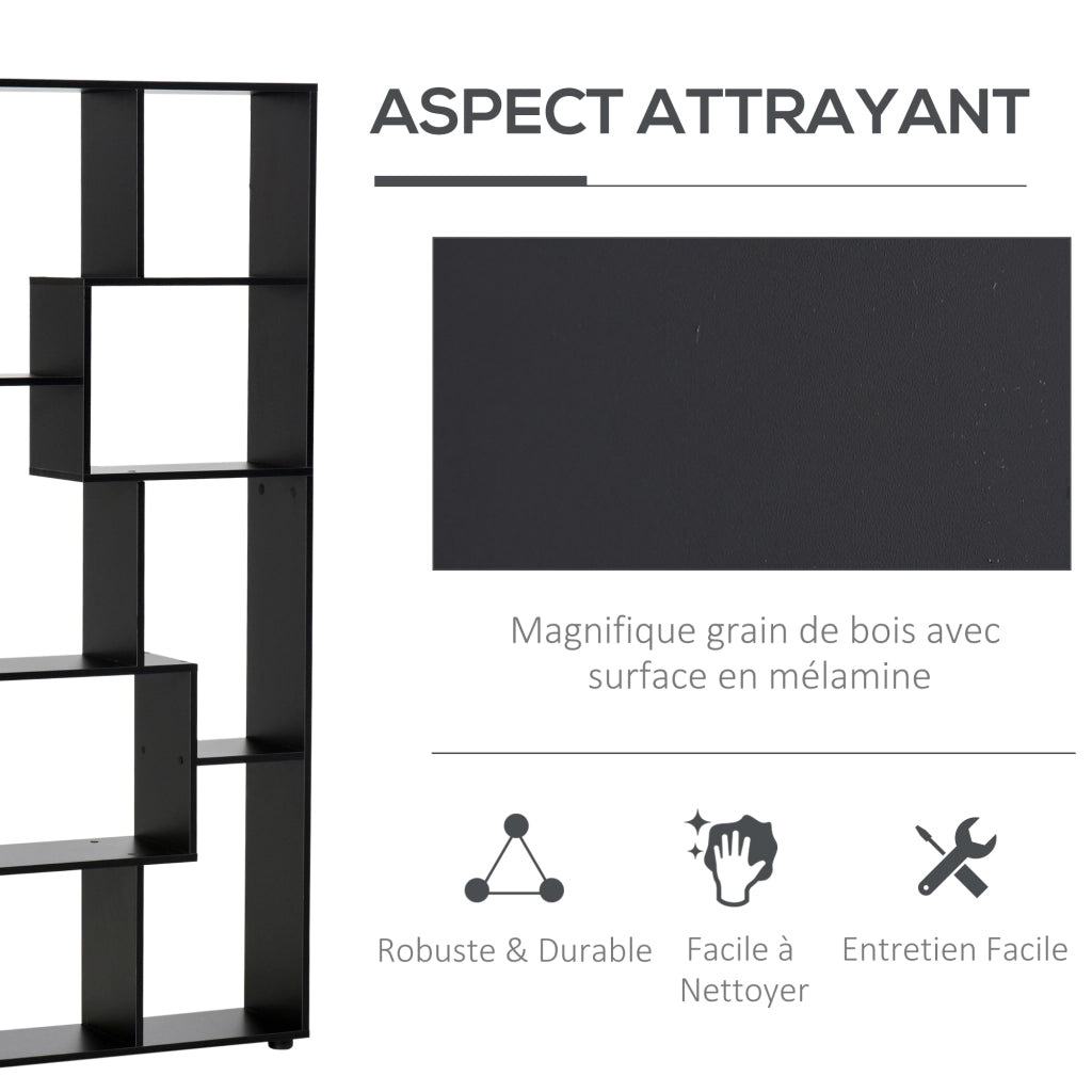 Libreria Scaffale Zigzag Design Moderno ¨C zephmum ¨C Nero 70x24x178 cm