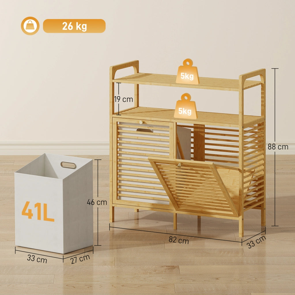 Mobile da bagno con cesti ¨C Minimal ¨C legno di bamb¨´ bianco crema