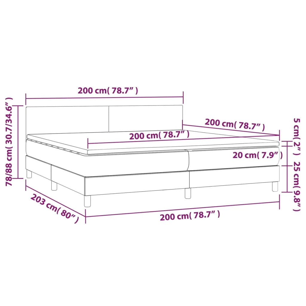 Letto a Molle con Materasso e LED Rosa 200x200 cm in Velluto 3134308
