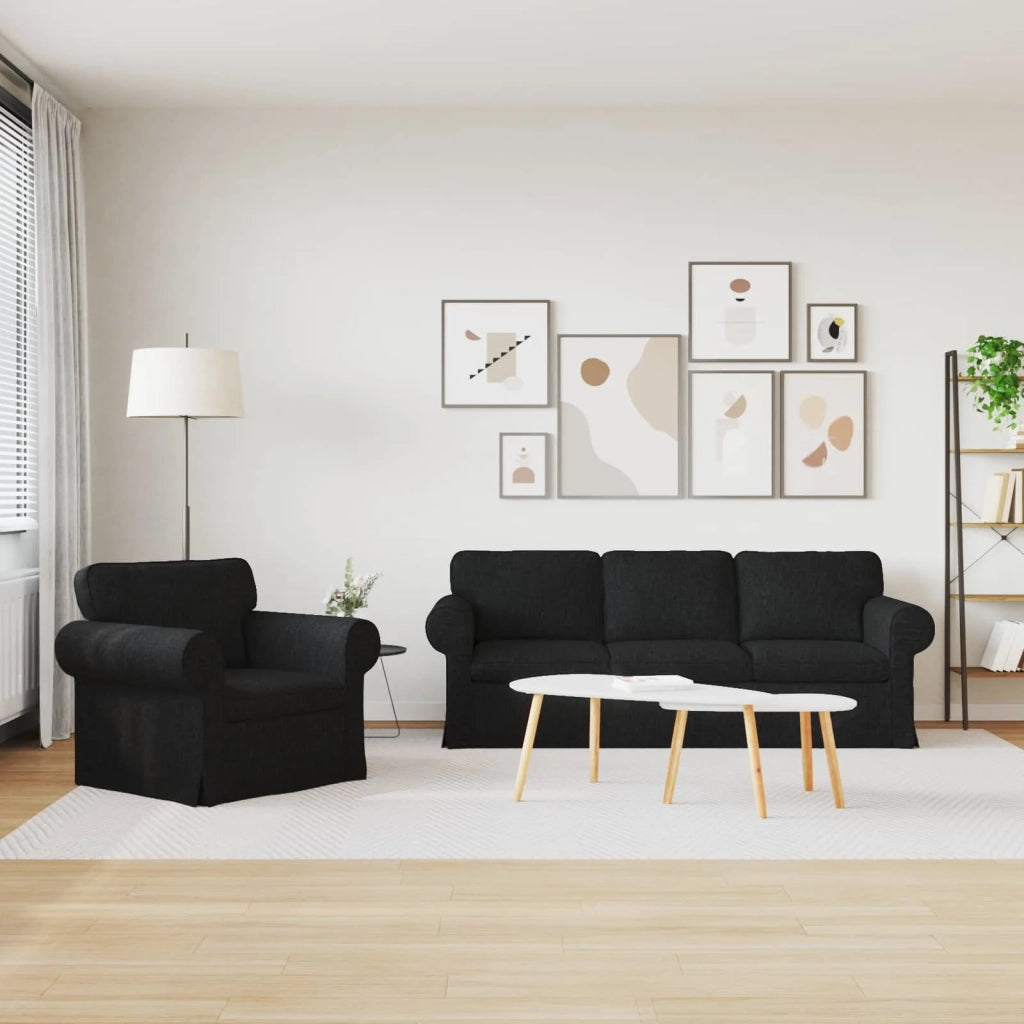 Set di divani 2 pcs Nero 215 x 82 x 80 cm Tessuto 3407576