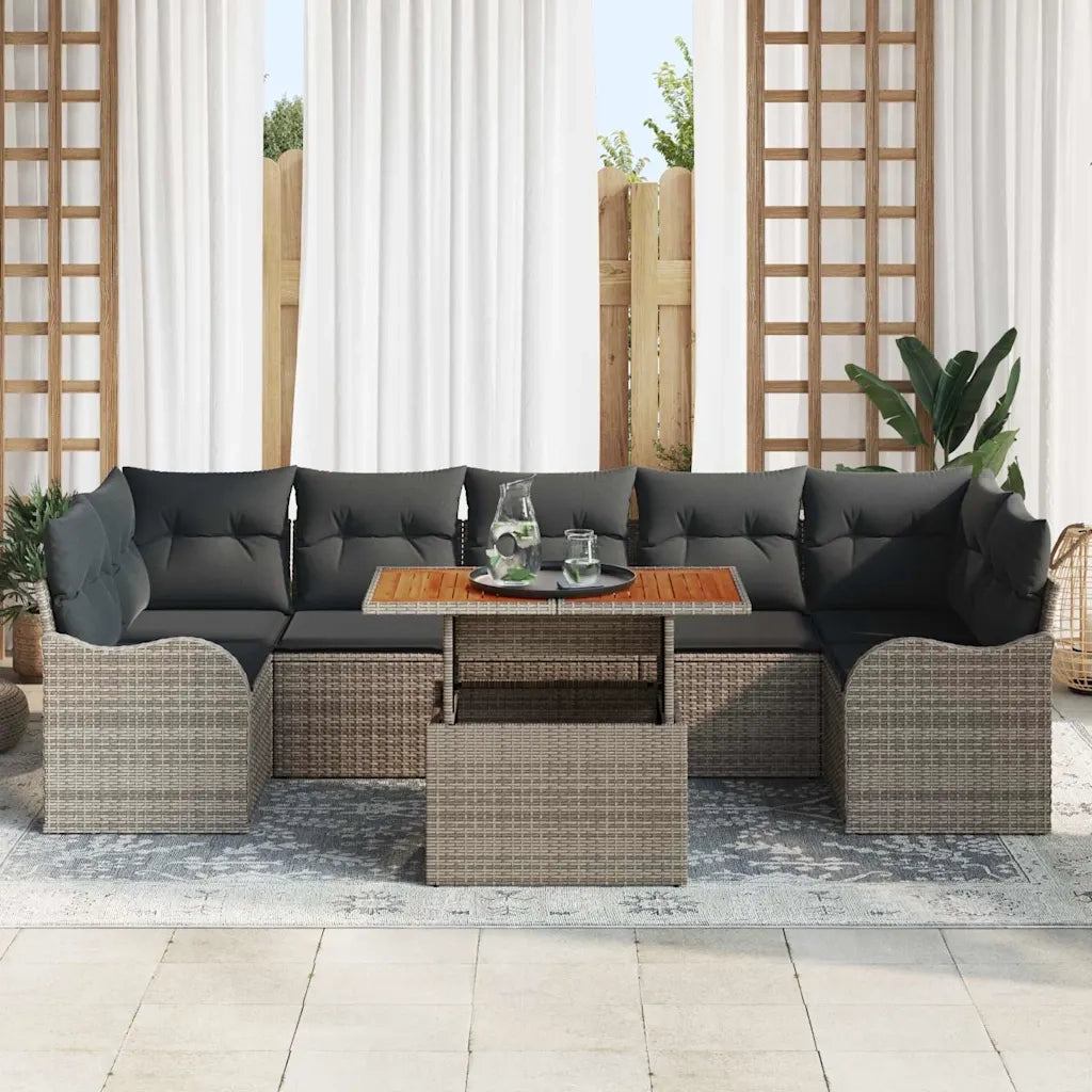 Set Divano da Giardino 8 pcs Grigio Poly Rattan 3358162