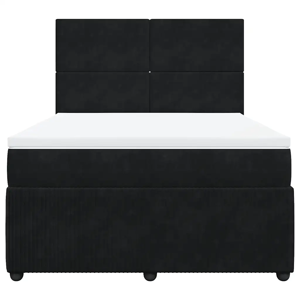 Giroletto a Molle con Materasso Nero 140x190 cm in Velluto 3292330