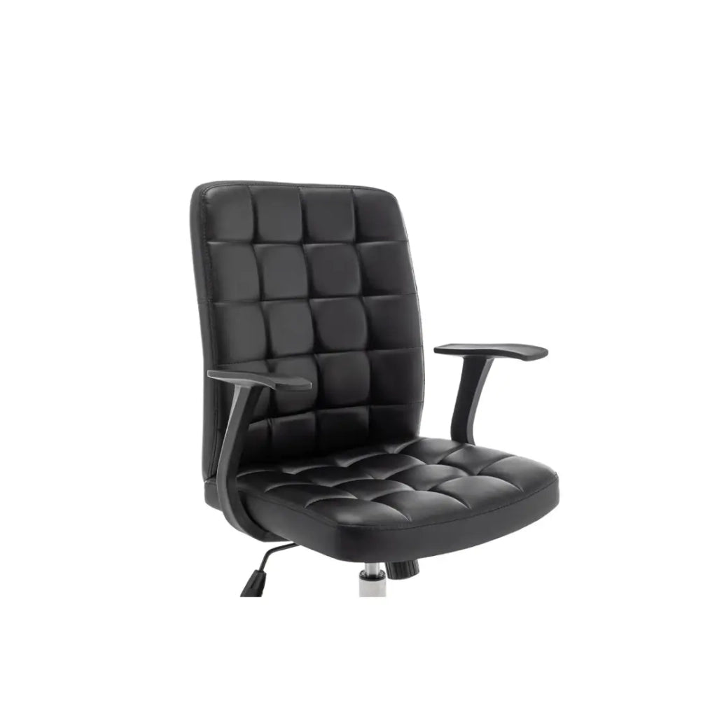 Sedia da ufficio KARDEN - Tessuto nero - Braccioli - Girevole - Piedi in metallo - Stile ergonomico e contemporaneo