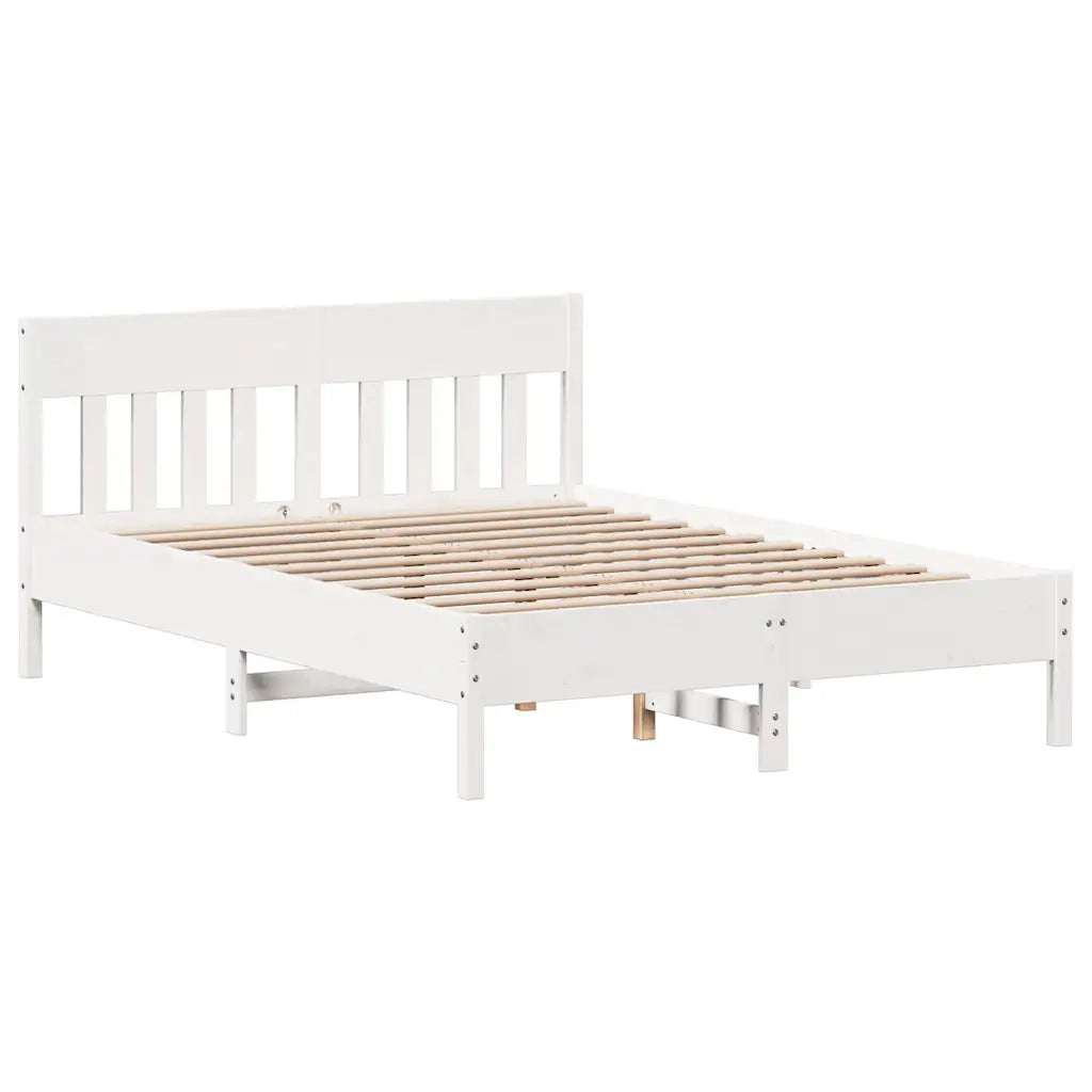 Letto senza Materasso-Struttura Letto Bianco 140x190 cm Legno Massello di Pino 673525